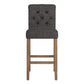 Tufted Rolled Back Bar Height Stools (Set of 2) - Dark Gray