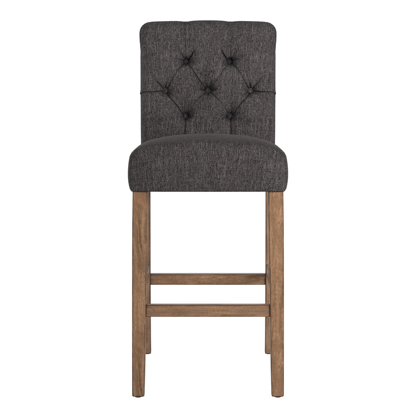 Tufted Rolled Back Bar Height Stools (Set of 2) - Dark Gray