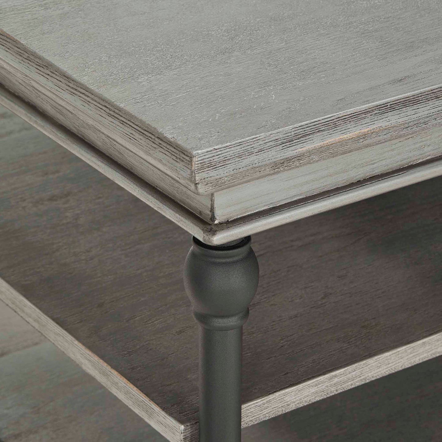 Cornice Rectangle Storage Shelf Coffee Table - Gray Finish