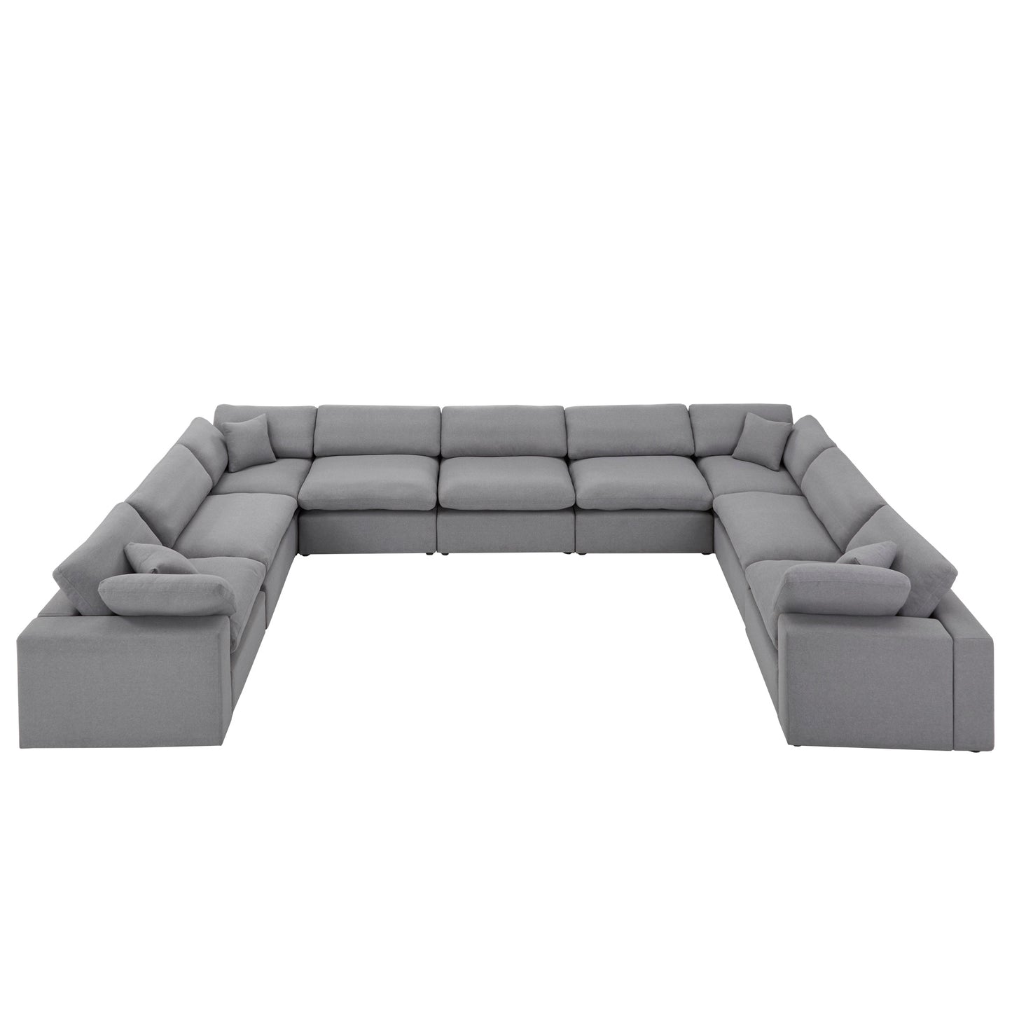 Gray Linan Waava Down Bland 9-Saat Modular Sactional Sofa