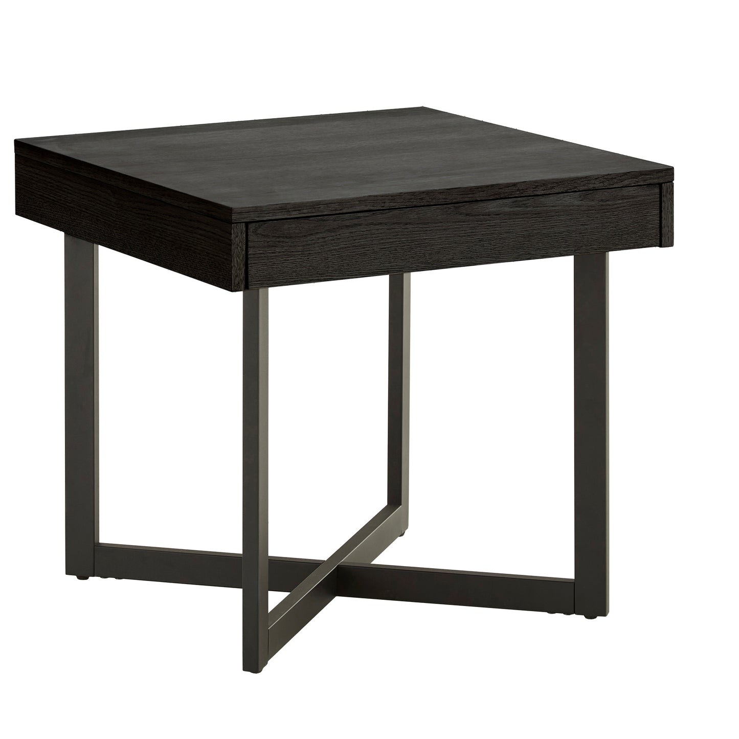 Wood Finish End Table with One Drawer - Black Finish