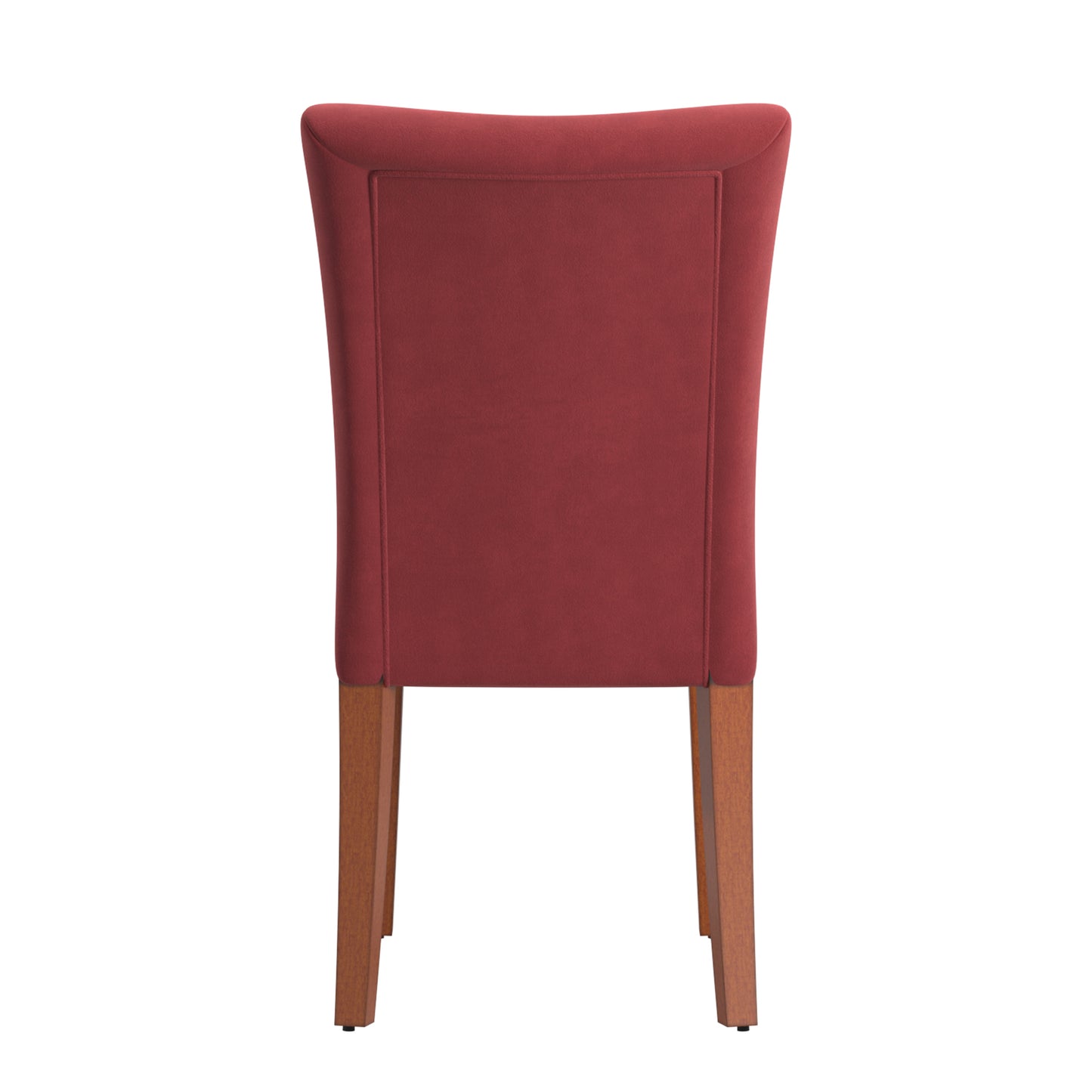 Upholstered Parsons Dining Chairs (Set of 2) - Cherry Finish, Red Microfiber