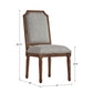 Arched Linen and Wood Dining Chairs (Set of 2) - Gray Linan, Brown Finish