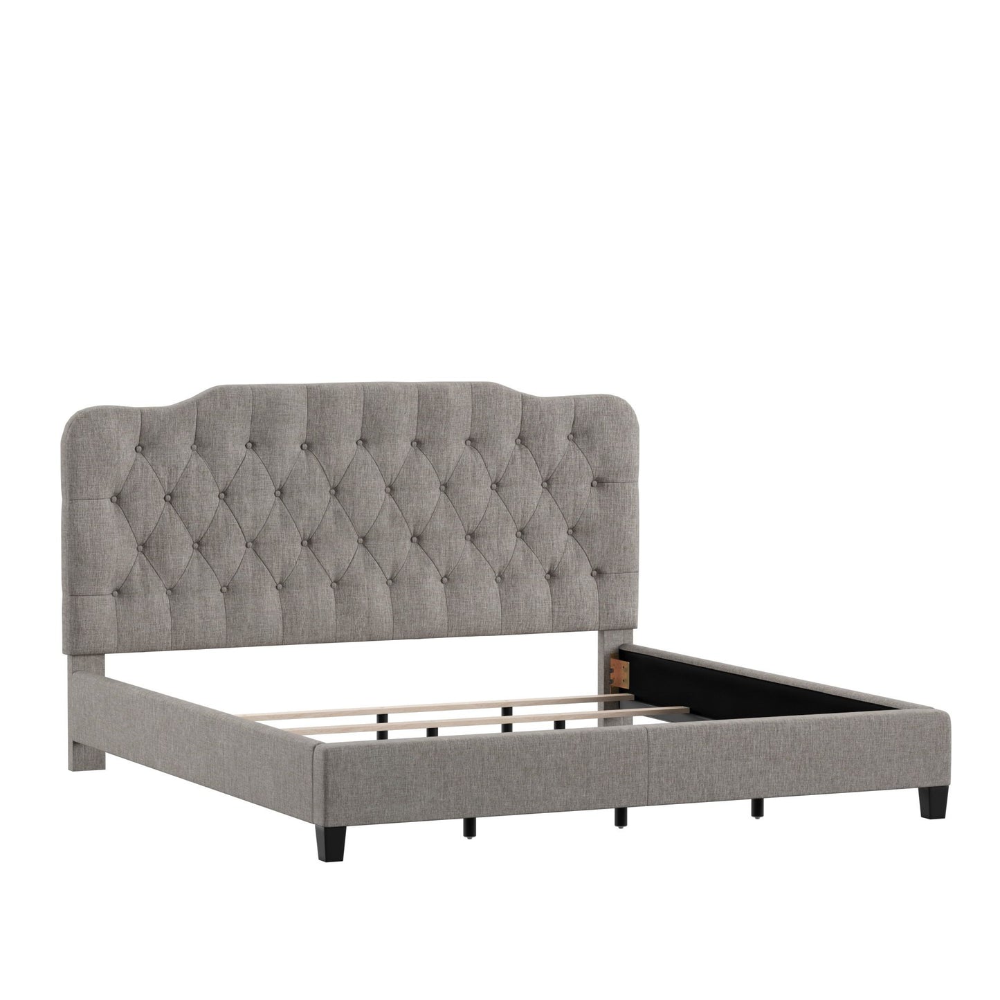 Adjustable Diamond Tufted Camelback Bed - Gray, King