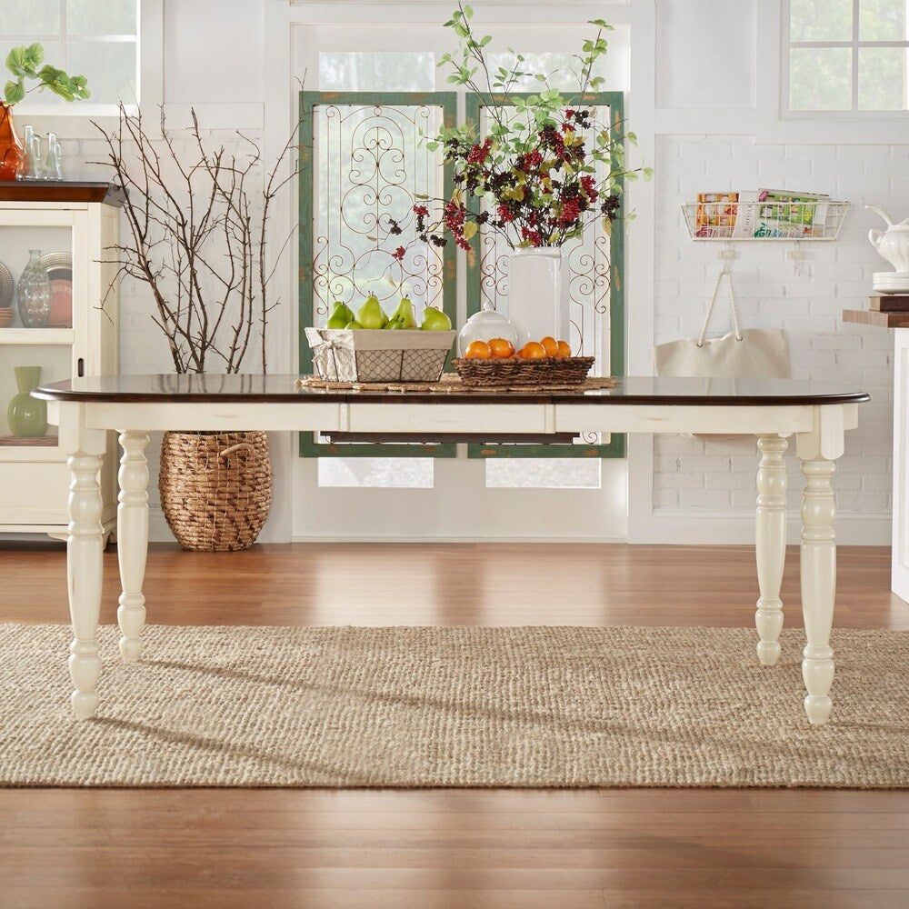 Two-Tone Extending Dining Table - Antique White