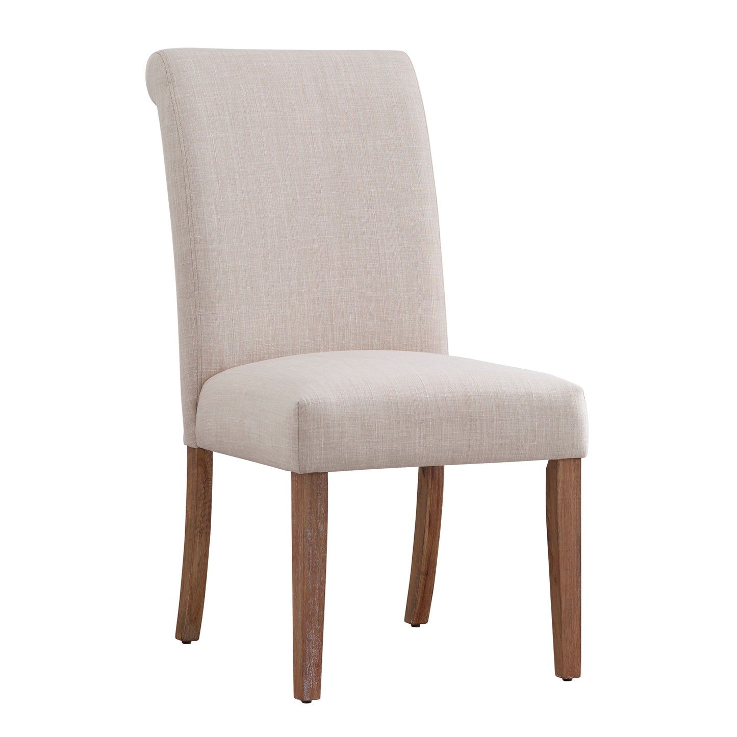 Slipcovered Rolled Back Parsons Chairs (Set of 2) - Beige, No Slipcover