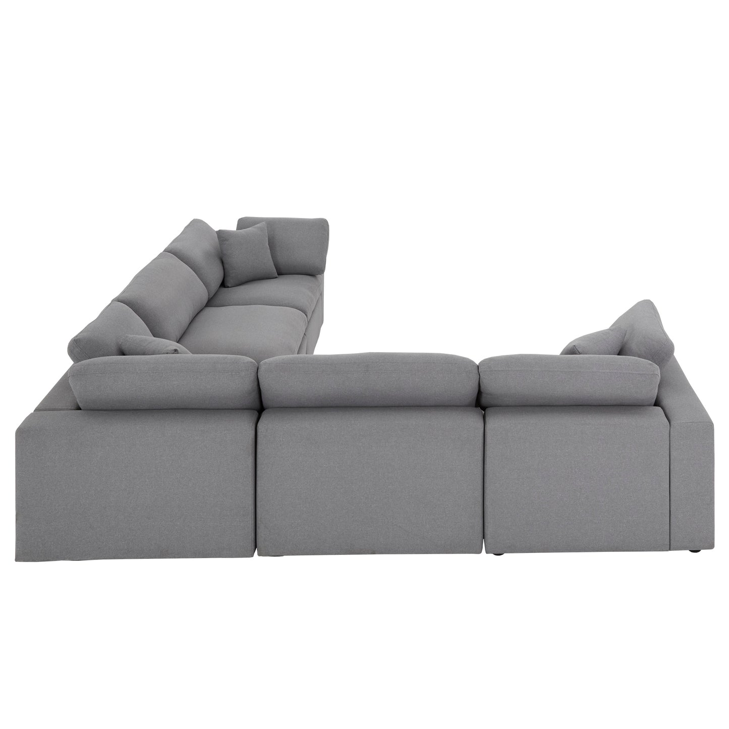 Gray Linan Waava Down Bland 5-Saat Modular Sactional Sofa