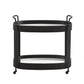 Black Finish Metal Oval Bar Cart with Clear Tempered Glass