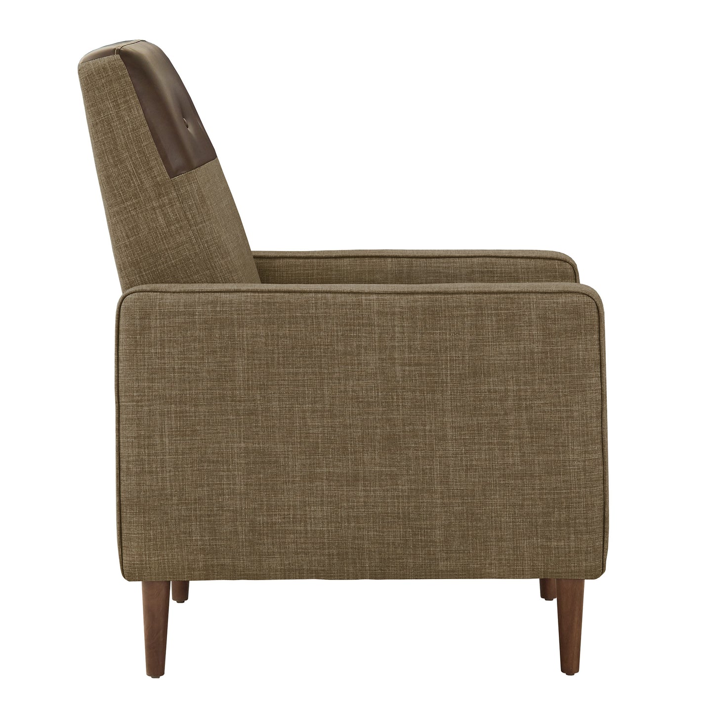 Push-Back Recliner - Brown with Light Brown Linen
