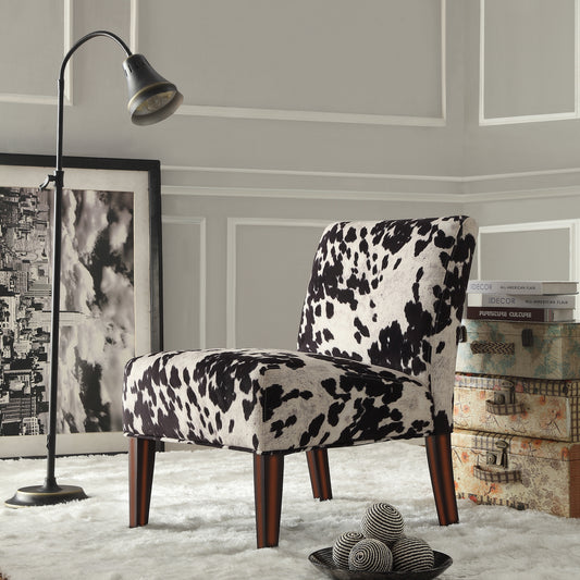 Cowhide Fabric Accent Chair - Black Cowhide Print