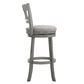 Lattice Back 29"H Swivel Bar Stool - Antiqua Gray Finish, Gray Linan