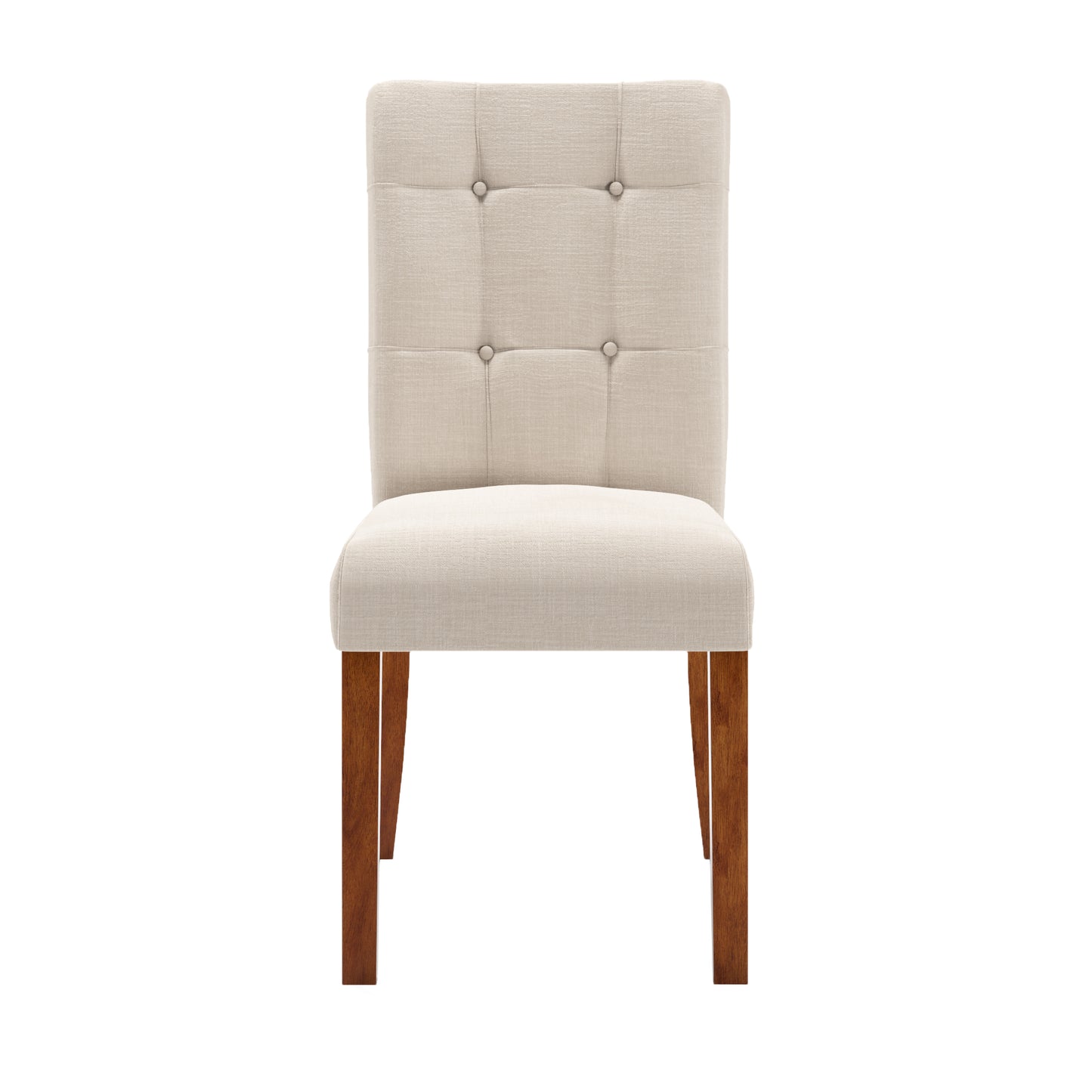 Cherry Finish Upholstered Dining Chairs (Set of 2) - Beige Linen