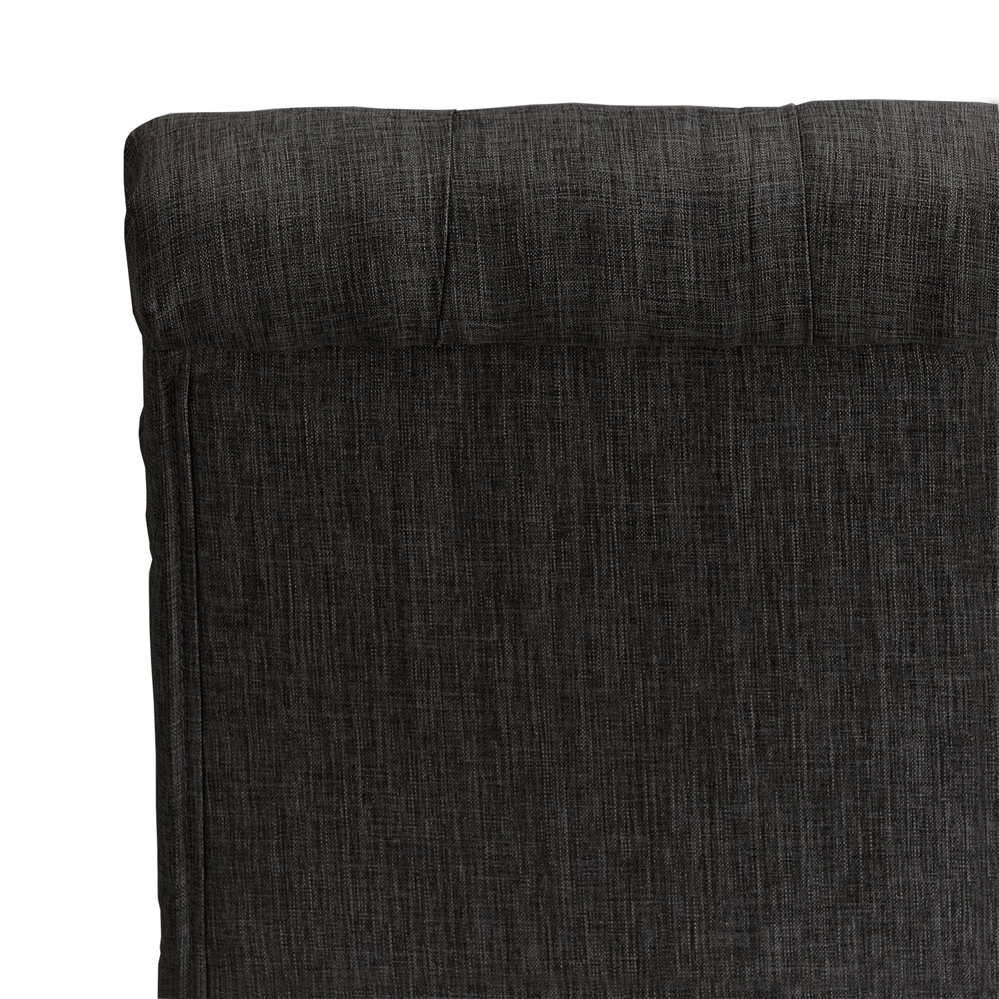 Tufted Rolled Back Parsons Chairs (Set of 2) - Brown Finish, Dark Gray Linan