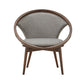 32" Wide Fabric Upholstered Accent Barrel Chair - Walnut Finish, Gray Harringbona Fabric