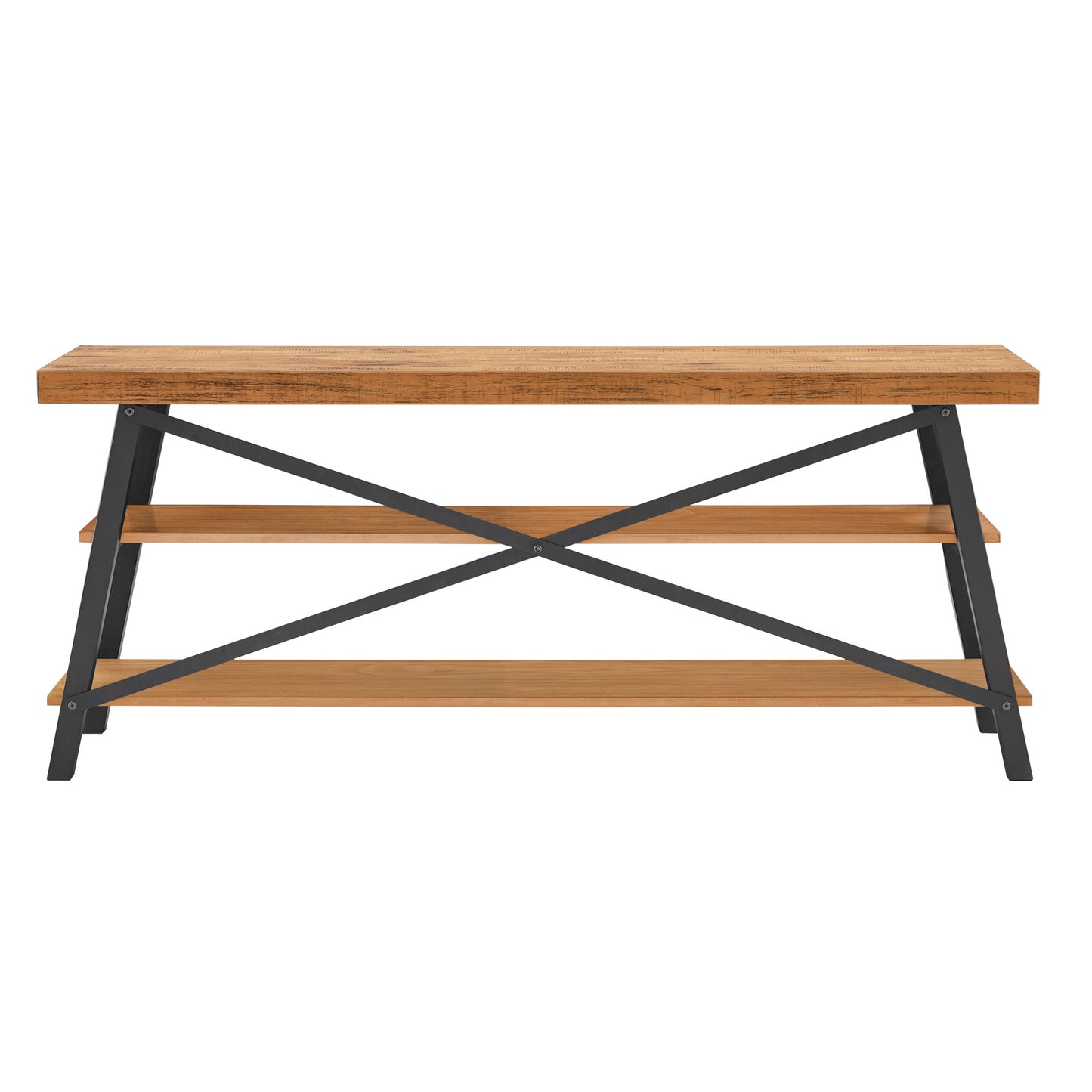 Rustic X-Base 60-inch TV Stand - Oak Finish