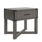 Wood Finish X-Base End Table with Drawer - Antique Gray