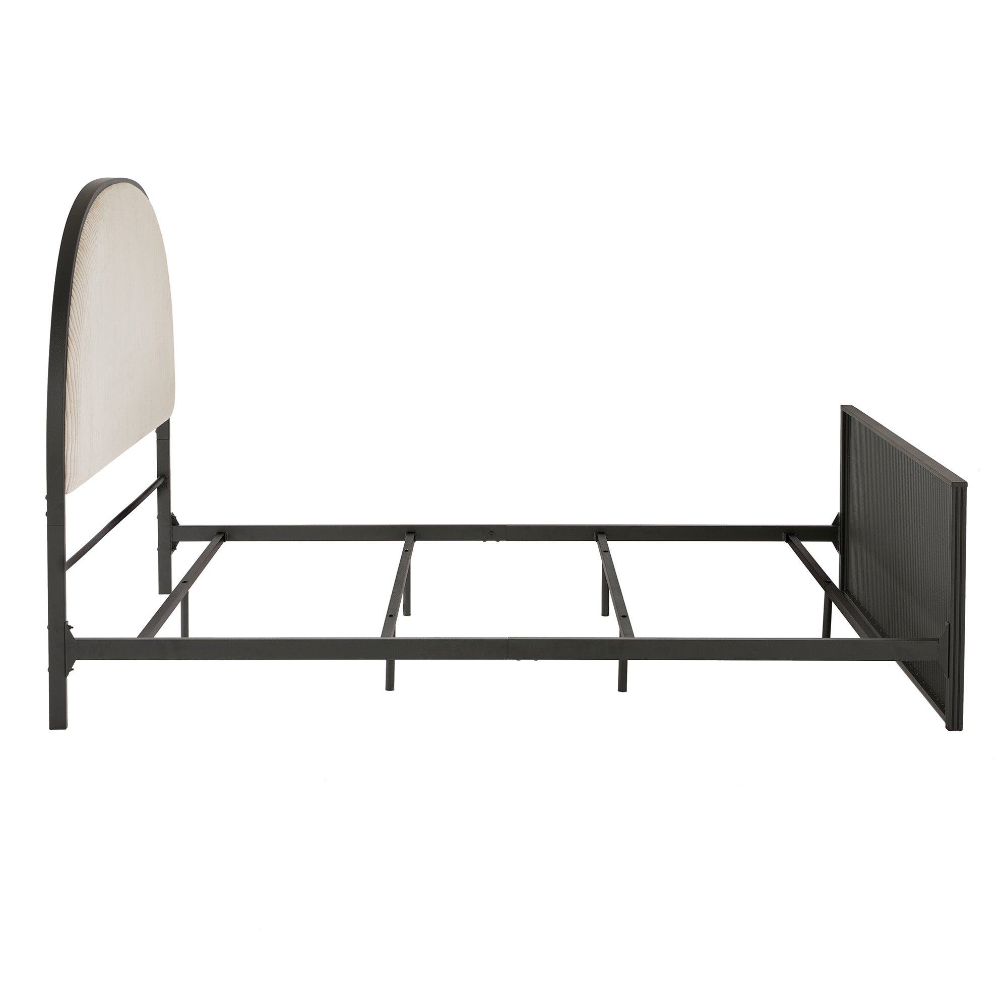 Black Finish Metal Gray Fabric Bed Queen Queen Size by Inspire Q Modern