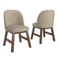 Wood Finish Taupe Fabric Curved Low Back Dining Chair (Set of 2) - Walnut