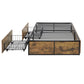 Wood Finish Panel Black Metal Platform Bed with Storage Drawers - Twin Size with 2 Wire Storage Drawers (Twin Size)