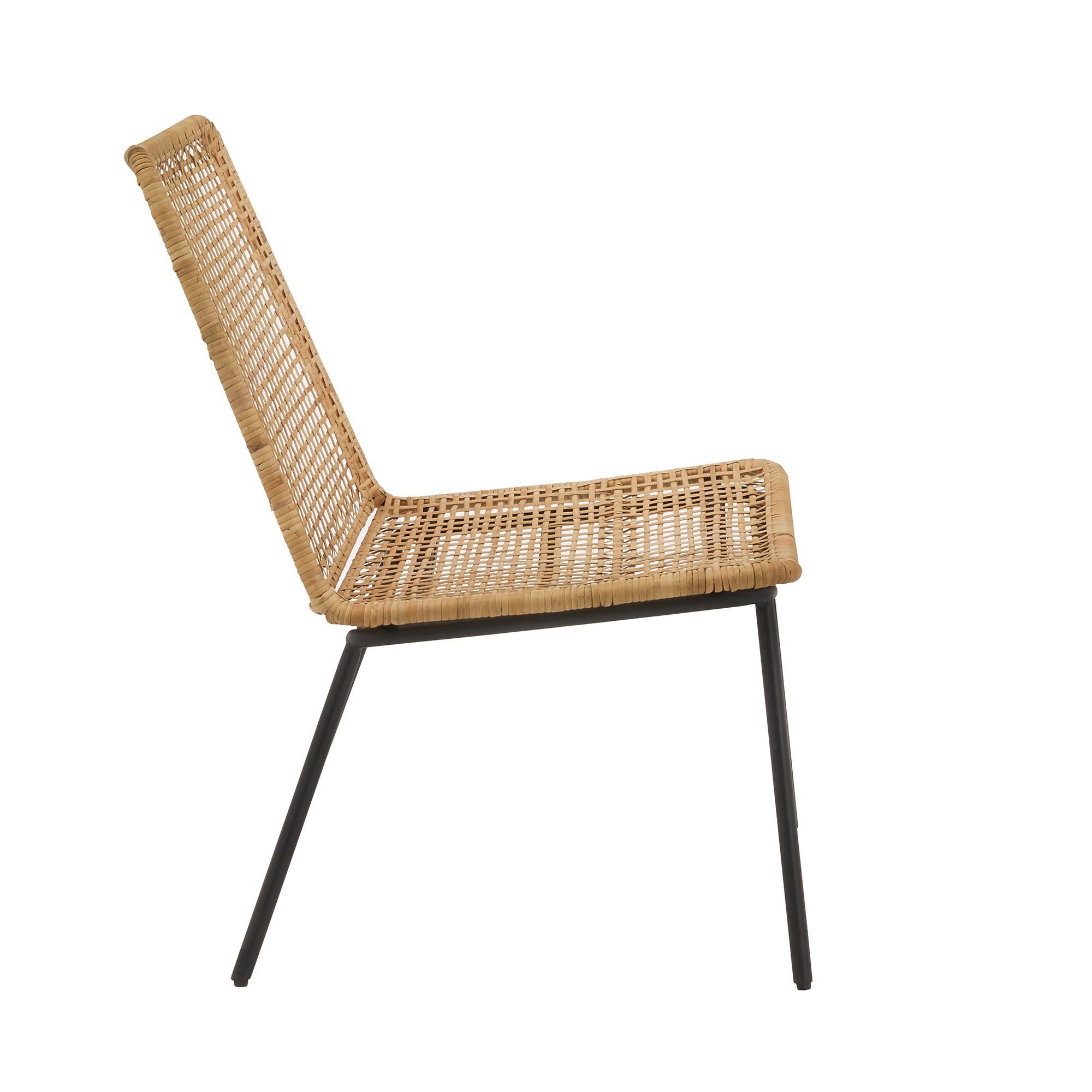 27.16 Wide Natural Curved Rattan Chair with Black Metal Frame by iNSPIRE Q Modern iNSPIRE Q Home