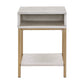 Two-Tone Rectangular End Table with USB Port - White Finish