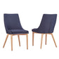 Oak Barrel Back Linen Upholstered Dining Chairs (Set of 2) - Twilight Blue Linen