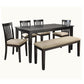 Black Wood Dining Set - 60-inch Table, Mission Back Chairs, 6-Piece Set