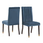 Velvet Channel Back Dining Chairs (Set of 2) - Blue Velvet