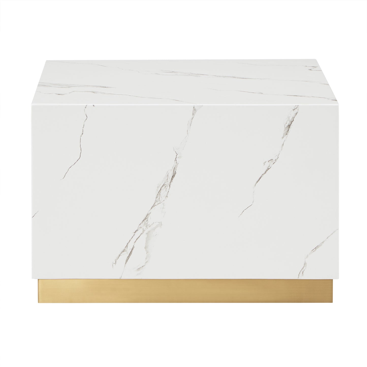 Faux Marble Coffee Table with Casters - White, Square