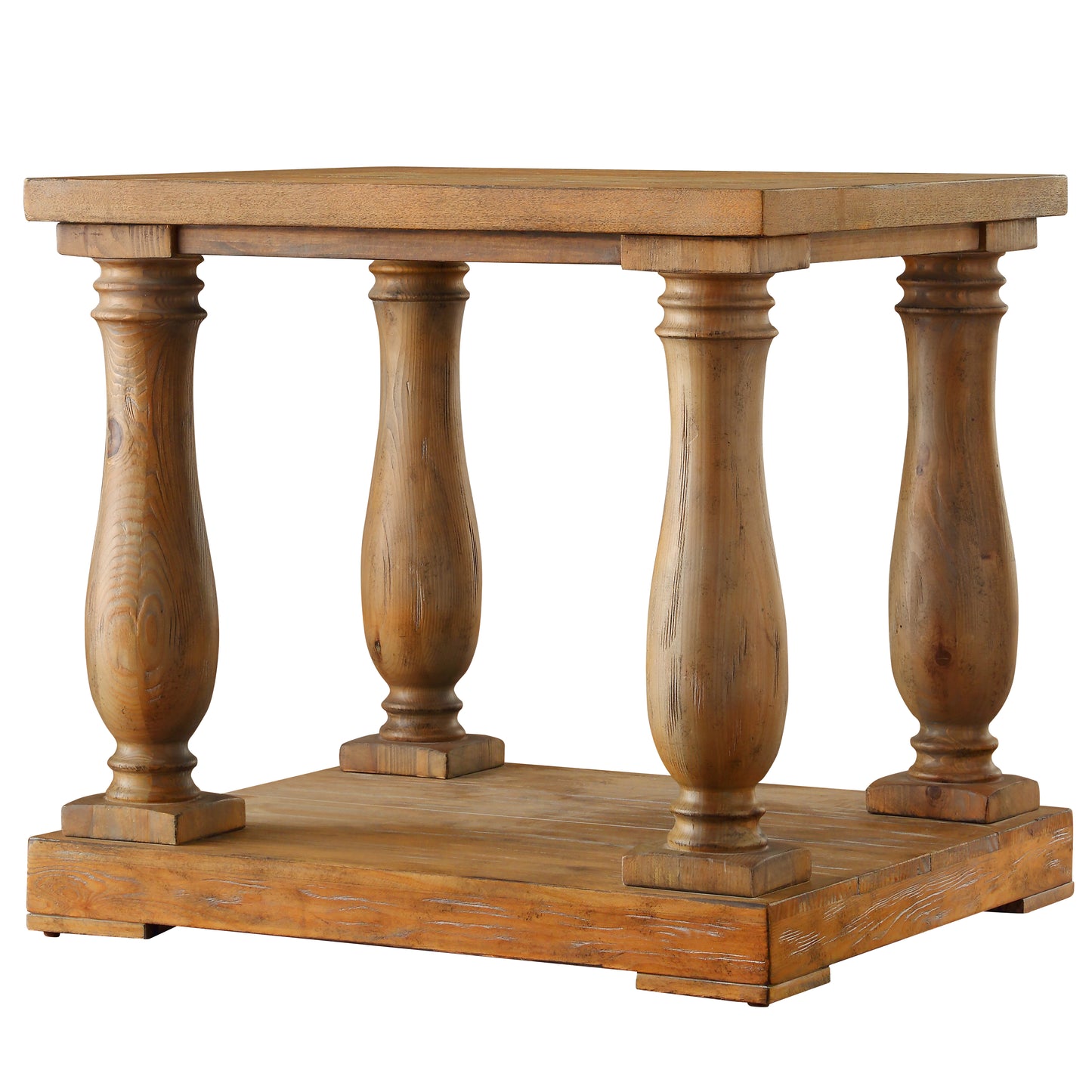 Baluster Reclaimed Wood End Table - Pine