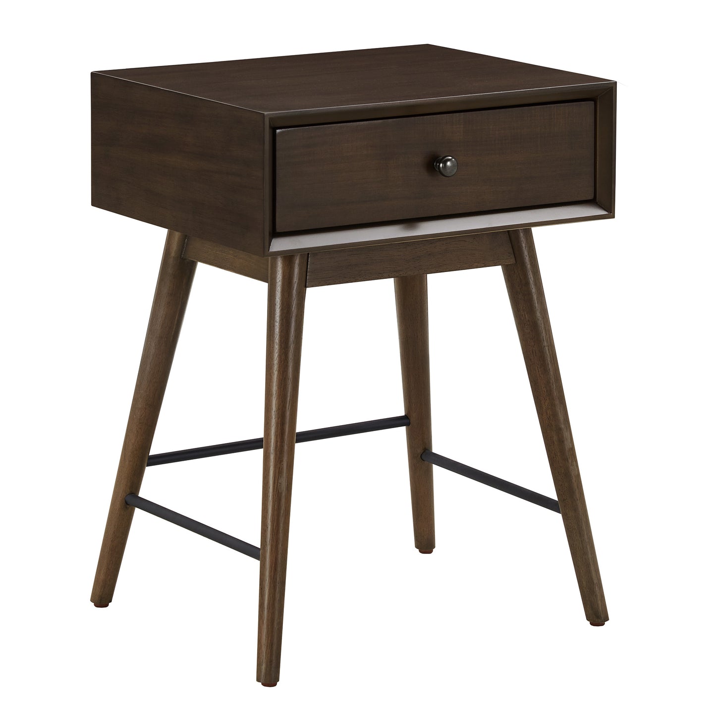 Wood 1-Drawer End Table - Dark Walnut Finish