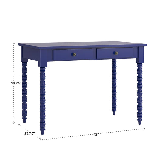 2-Drawer Helix Legs Office Desk - Twilight Blue