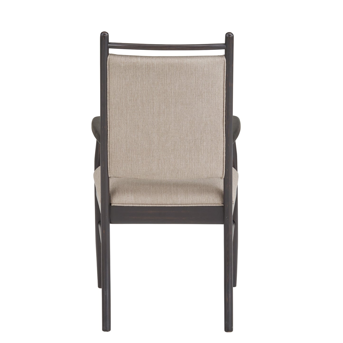 Wood Finish Beige Fabric Arm Chair (Set of 2) - Black Oak