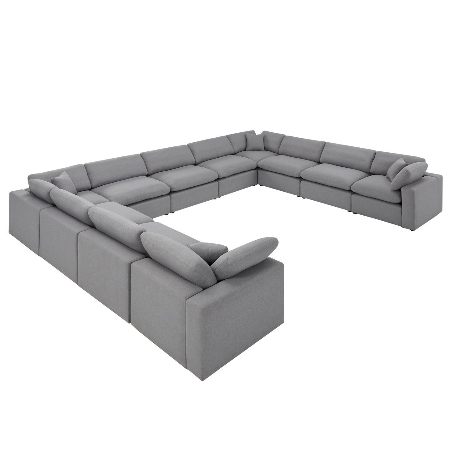 Gray Linan Waava Down Bland 11-Saat Modular Sactional Sofa