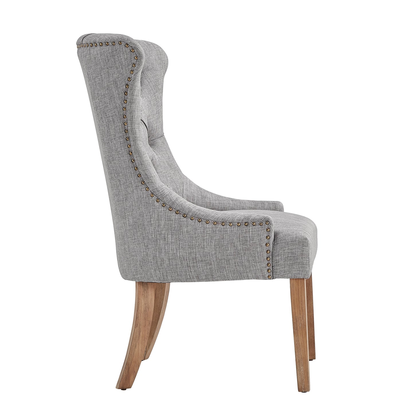 Upholstered Button Tufted Wingback Chair - Gray Linen
