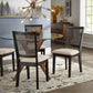 Antique Black Beige Linen Rattan Back Dining Chairs (Set of 2)