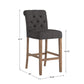 Tufted Rolled Back Bar Height Stools (Set of 2) - Dark Gray