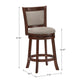 Upholstered Back Swivel Stool - 24" Counter Height, Cherry Finish, Gray Linen