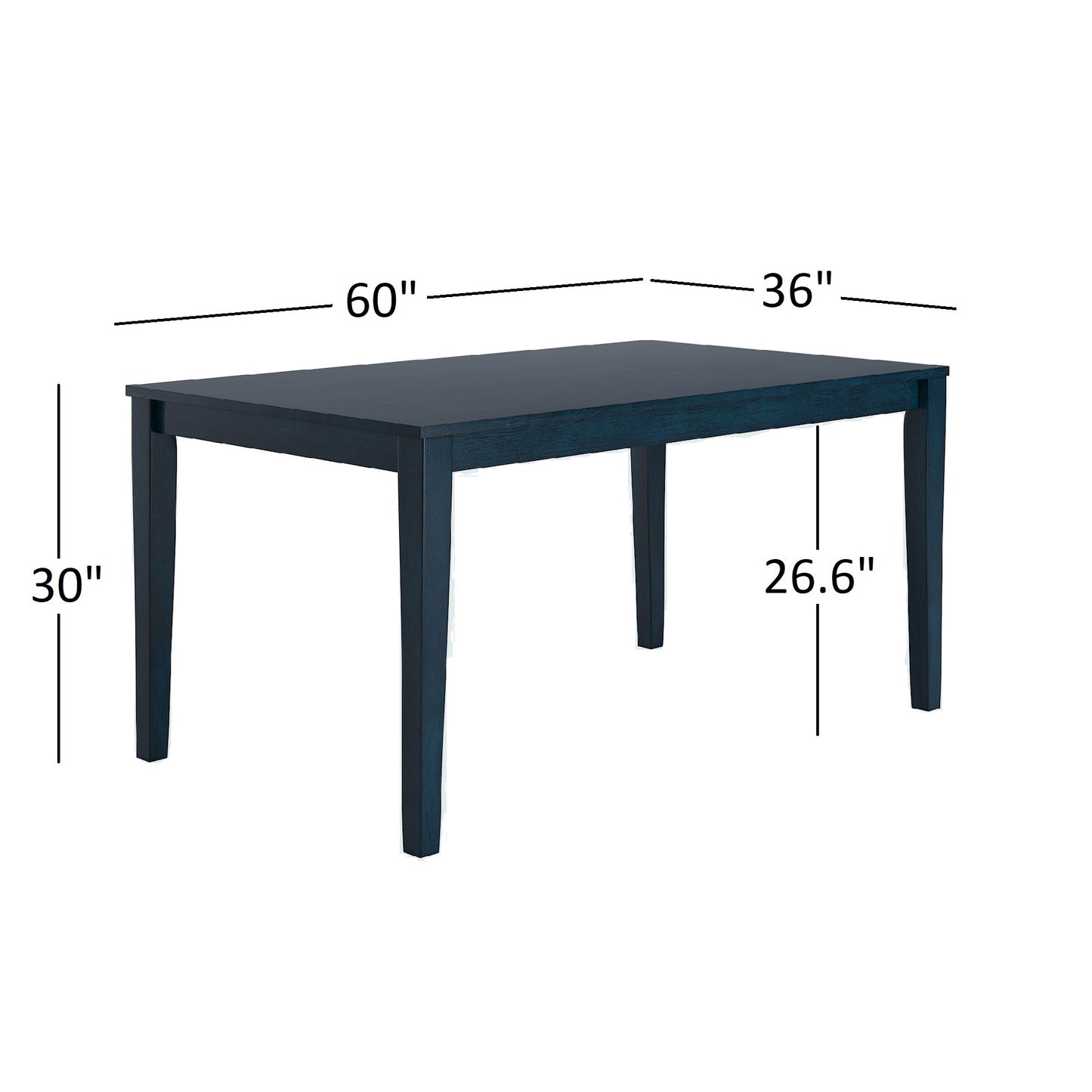 60-inch Rectangular Dining Table - Antique Denim Finish