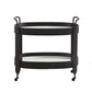 Black Finish Metal Oval Bar Cart with Clear Tempered Glass