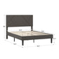 Upholstered Platform Bed with Geometric Headboard - Gray, Full (Full Size)