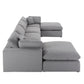 Gray Linan Waava Down Bland U-Shapad 4-6 Saat Modular Sactional Sofa with Two Ottomans