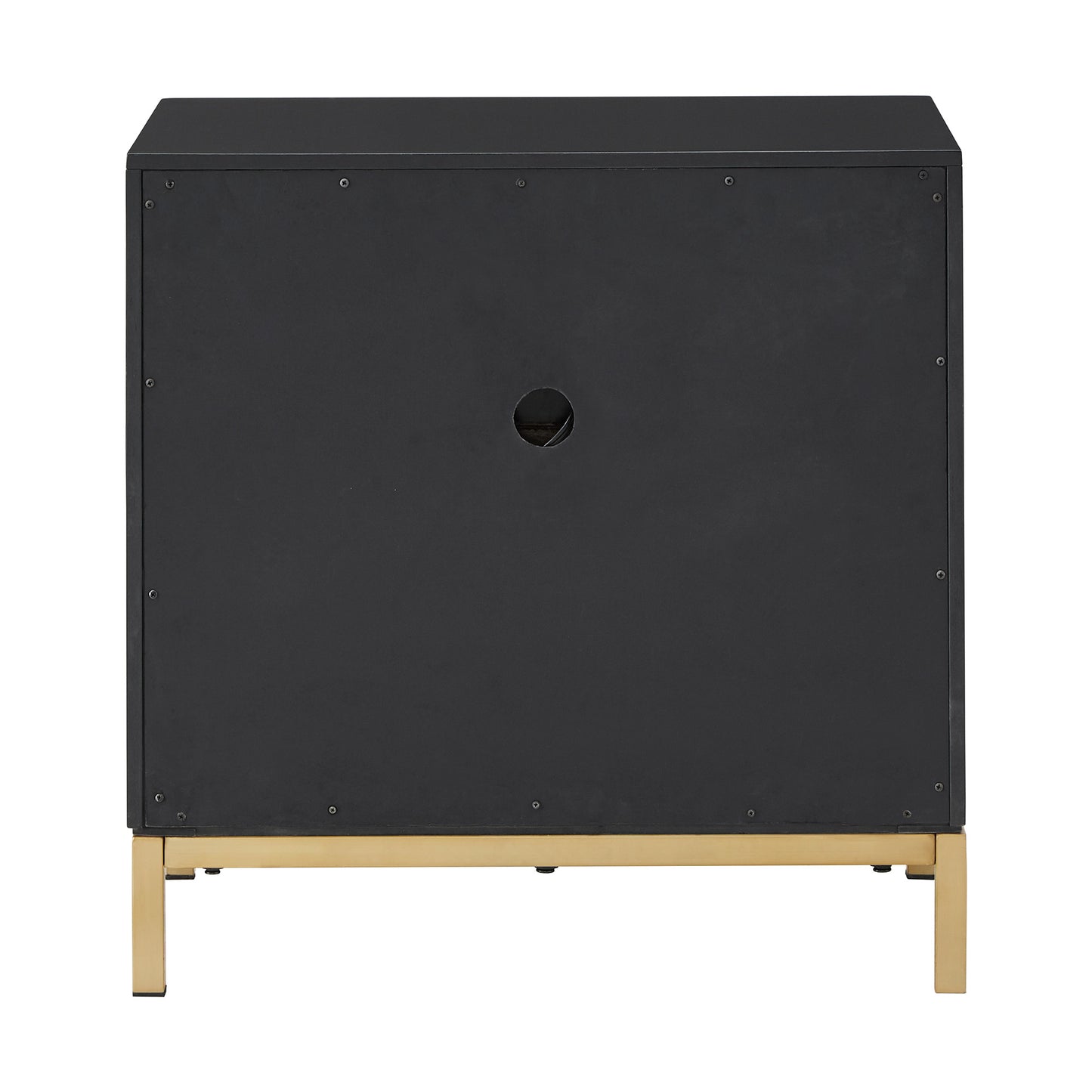 26" Tall 2 - Drawer Nightstand - Black Finish, Gold Accent