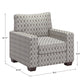 Modern Fabric Upholstered Square Arm Sofa - Living Room Chair, Brown and Blue Diamond Pattern Fabric