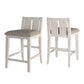 Two-Tone Fabric Counter Height Chairs (Set of 2) - Whita Finish, Gray Fabric