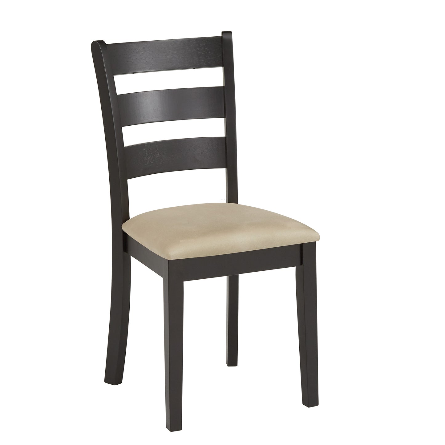 Black Wood Dining Set - 60-inch Table, Ladder Back Chairs, 7-Piece Set