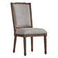 Ornate Linen and Wood Dining Chairs (Set of 2) - Gray Linen, Brown Finish