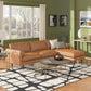 Mid-Century Faux Leather Sectional Sofa - Caramel, Right-Facing Chaise, 3-Seat Sectional