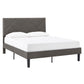 Upholstered Platform Bed with Geometric Headboard - Gray, Queen (Queen Size)