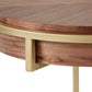 Round Table with Metal Base - Natural Finish, Round End Table and Coffee Table Set